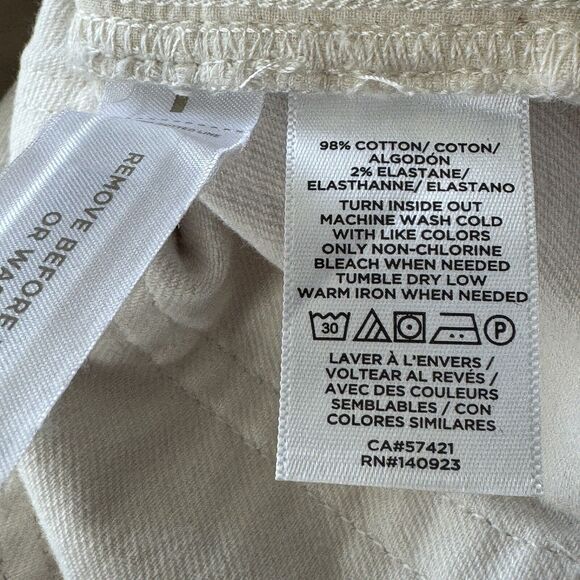 LOFT SZ 27/4 Straight Crop Jeans High-Rise Frayed Hems Zip-Fly Stretch Beige - Picture 10 of 10